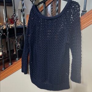 American Eagle Outfitters Navy Open-Knit Sweater